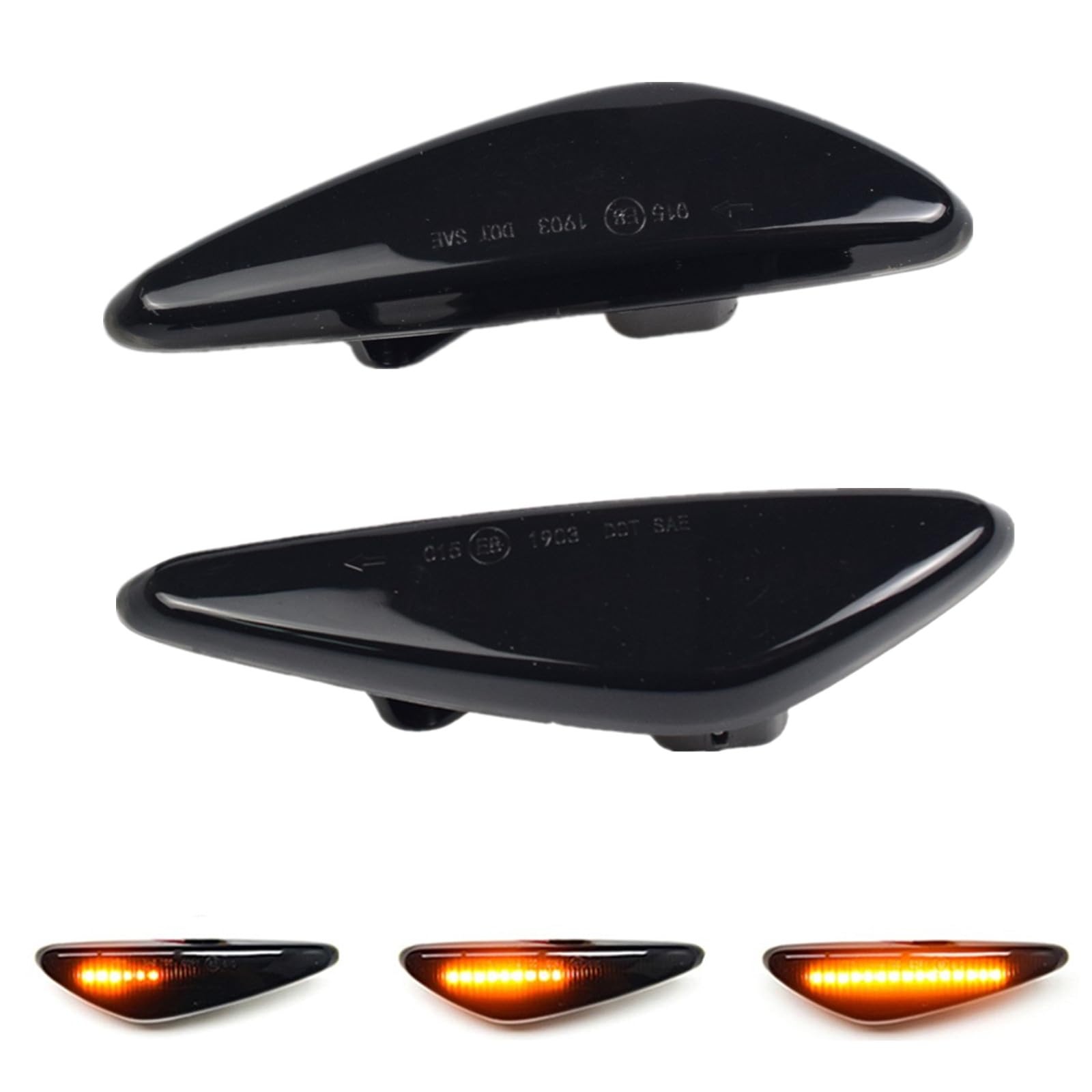 Kakulkomen Led Front Fender Side Marker Turn Signal Light Compatible with Mazda 5 Premacy 6 MX-5 RX-8 Lafesta Highway For Fiat 124 Spider (Black)