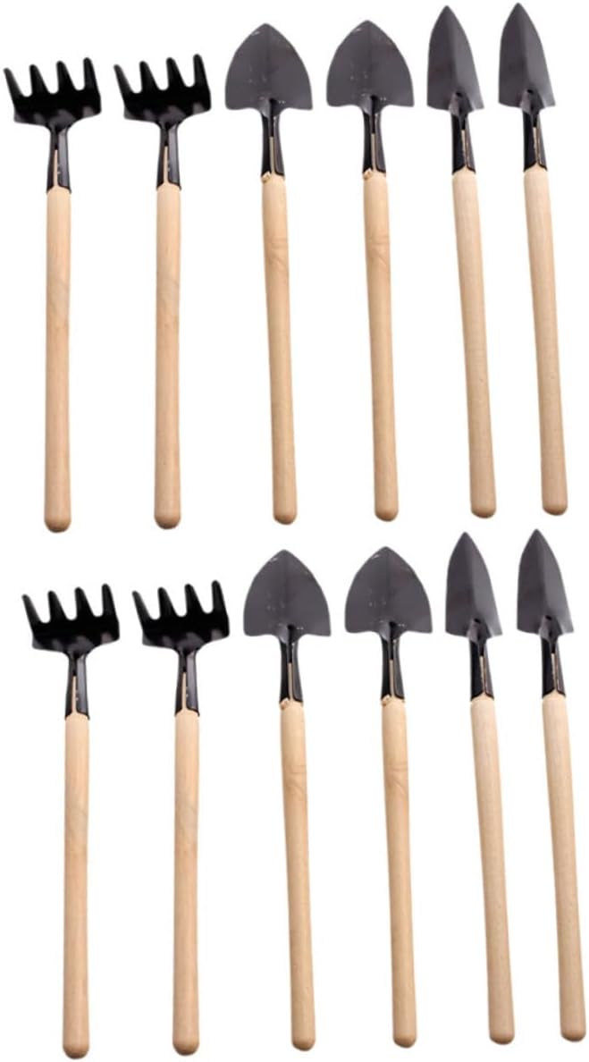 Abaodam 12pcs Mini Gardening Tool Set Ergonomic Hand Tools for Planting Digging and Transplanting Portable Shovel Rake and Trowel for Outdoor Gardening Activities