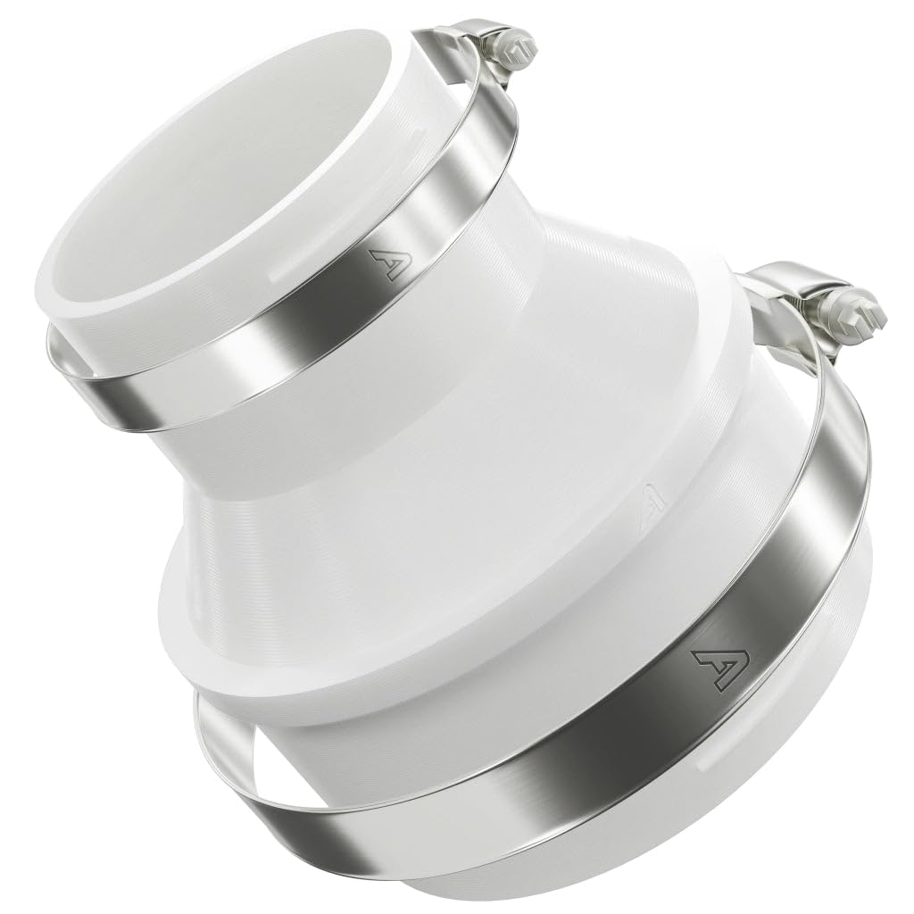 28mm > 25mm Straight Pipe Duct Reduction Connector White Ducting Joiner + Hose Clips