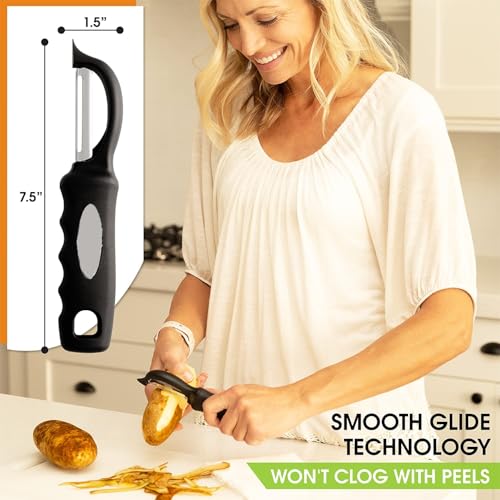 Image of Stainless Steel Vegetable Peeler with Ergonomic Soft-Grip Handle - Easy-Peel Y-Type & Straight Blade, Rust-Resistant Kitchen Tool for Carrot, Potato, Cucumber & Fruit