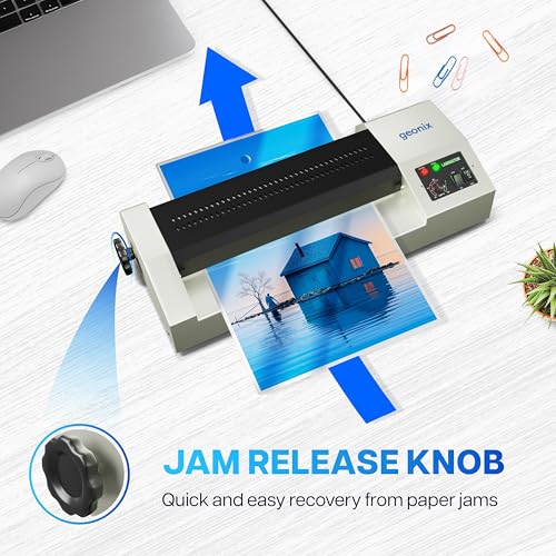 Image of Geonix A3 Professional Lamination /Laminating Machine Hot & Cold, Jam Release | 4-Roller | 3-Min Fast Warm-Up | 330mm Width | Quiet & Portable Design | (Photos ID,I-Card,Documents,Certificate) (White)