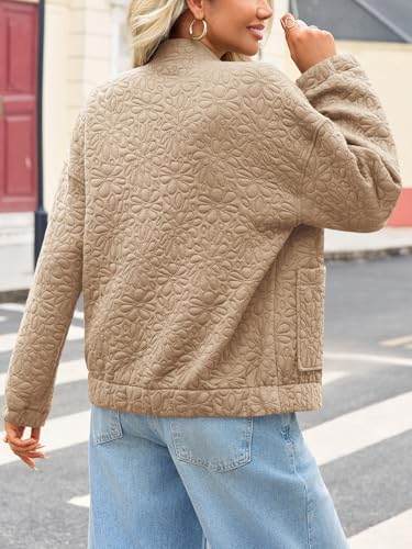 Tankaneo Womens Bomber Jackets Lightweight Zip Up Fashion Cute Jacquard Coats Fall Varsity jacket4