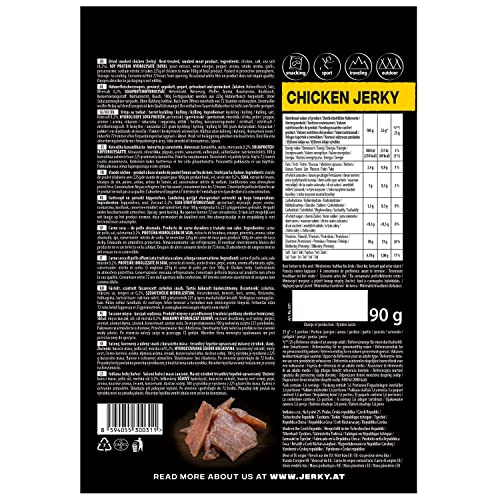 INDIANA BEEF JERKY Trockenfleisch, High Protein, ohne Zuckerzusatz (10 x 90g, Chicken Jerky)