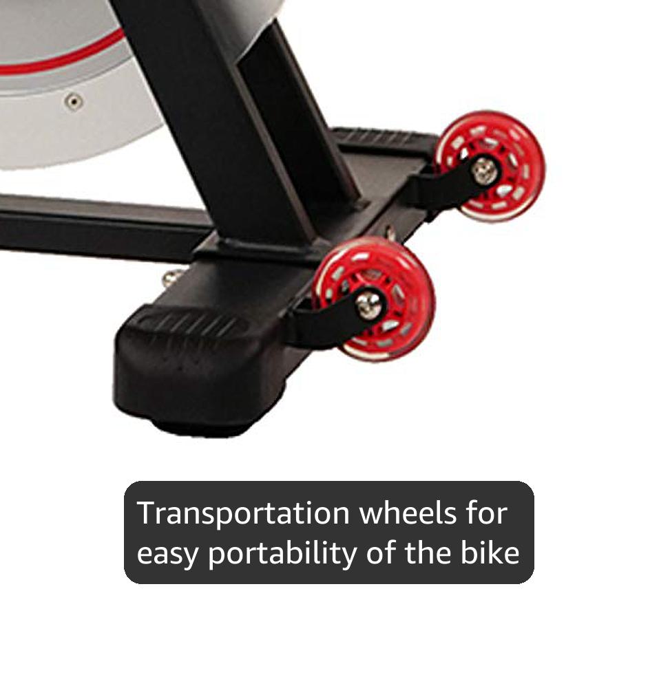 Sunny Health & Fitness Indoor Cycling Wheel with Magnetic Belt Drive, 136kg Max Weight, 20kg Flywheel, Pedal Hook SF-B1805 Tablet Holder, Adjustable Saddle & Handlebar, Home Trainer
