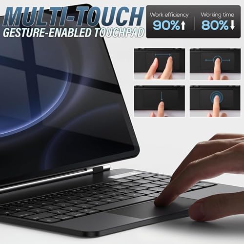 Image of Touchpad Magic Keyboard Case for Samsung Galaxy Tab S9 FE 5G 10.9'', S9 /S8 /S7 11 Inch,Rainbow Backlit Magic Floating Cantilever Stand with Multi-Touch Trackpad (Magical, S9 11 inch)