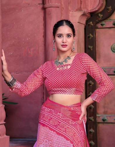 Image of SIRIL Women's Cotton Linen Printed Zari Border Saree with Unstitched Blouse Piece