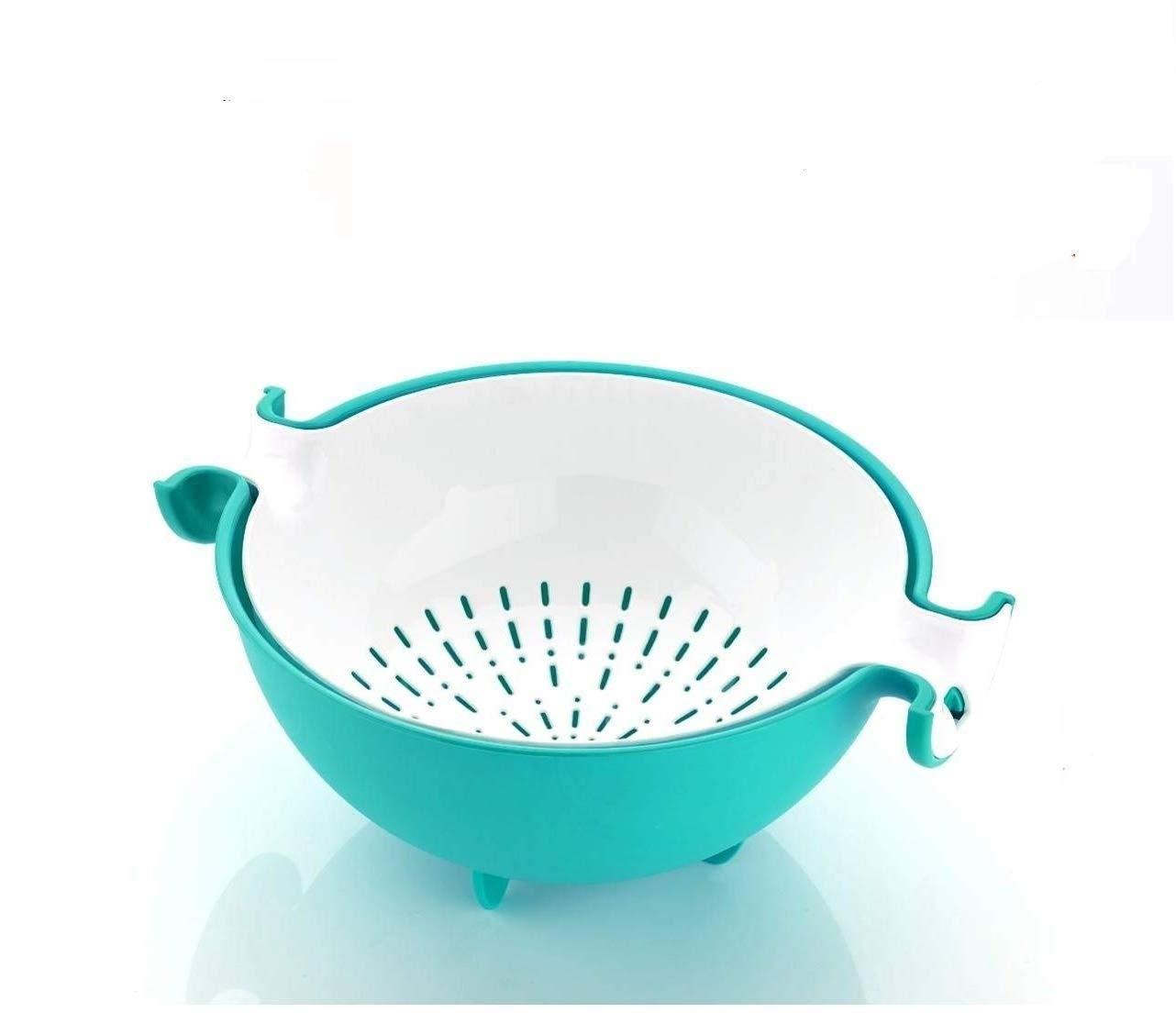 ABHED Multifunctional 2 in 1 Strain and Bowl Set Detachable Washing Bowl Strainer for Rice, Pulses, Fruits & Vegetables Unique Basket (Multicolor) (Pack of 1)