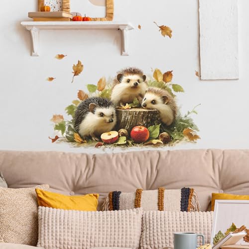 Vinilo Decorativo Removible de Erizos Acuarela Otoño miniatura 3