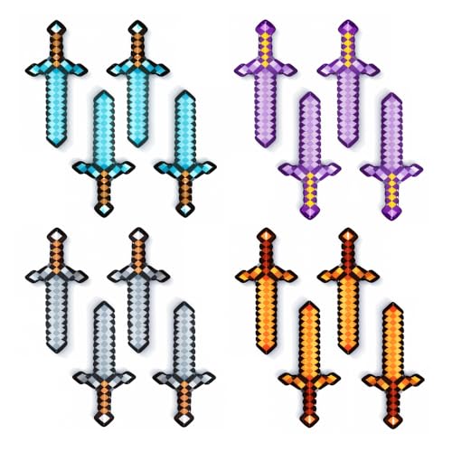 16 PCS Inflatable Pixel Swords for Kids with Hand Pump 24.8 Inch Pixelated Balloon Sword Party Favor Set Gamer Theme Birthday Party Props Goodie Bag Fillers Classroom Prizes Carnival Rewards