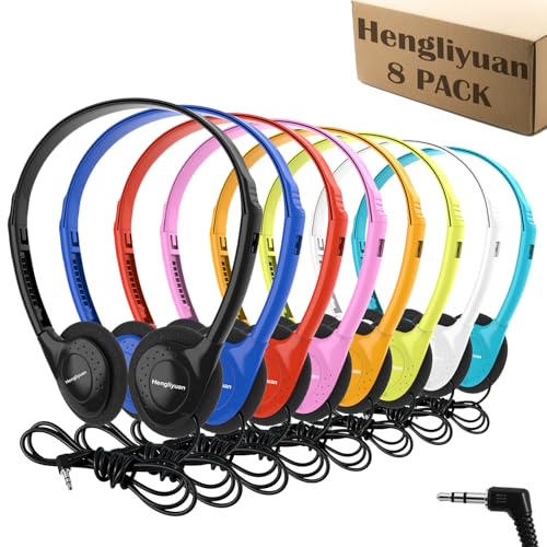Hengliyuan Kids Headphones Bulk 8 Pack for Classroom School...