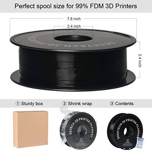 GEEETECH PETG Filament 1,75 mm schwarz 1 kg Spool für 3D-Drucker – Bild 5