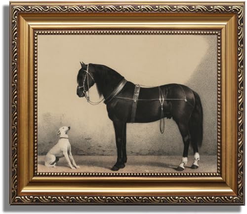 ASTRDECOR Classic Horse Wall Art Prints, Vintage Rustic Farmhouse Country Wall Decor, Vintage Western Canvas Prints, Antique Picture Frame Oil Painting for Living Room, Office, Bedroom - 9x12Inch