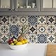 RE-COVERTILES - Fliesenaufkleber Badezimmer und Küche 24 Stck 10x10 cm - PS00029 PVC-Wanddekoration Wasserdicht Fliesen Mosaik Stil Azulejos-Zementfliesen