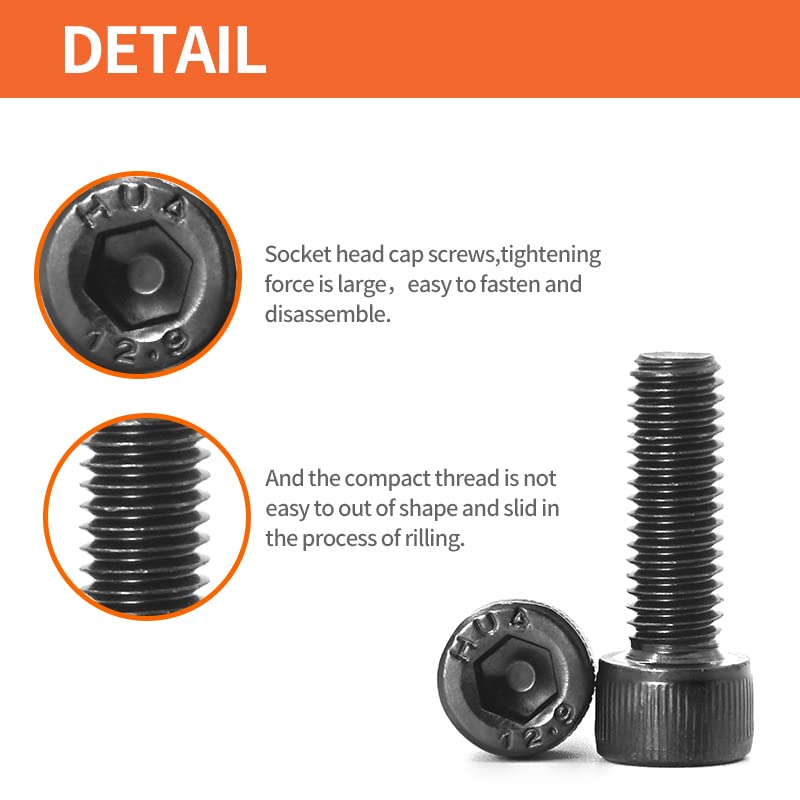 50-Piece M8 Hex Socket Head Cap Screw Assortment – 12.9 Grade Alloy Steel, Black Oxide, Lengths 10-25mm, Metric Allen Drive