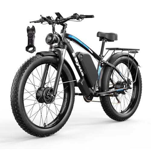 YIBYKOU Electric Bike, Max 32MPH Dual Motor Adult E-Bike, 25Ah Battery, 24'' Hydraulic Disc Brakes, Fat Tire All-Terrain Hunting Electric Bike, Front Suspension