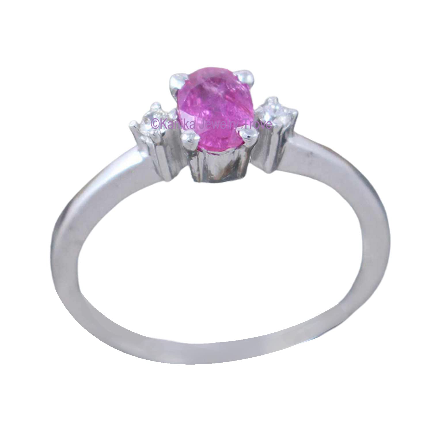 Ruby, Diamond 925 Sterling Silver Engagement Ring