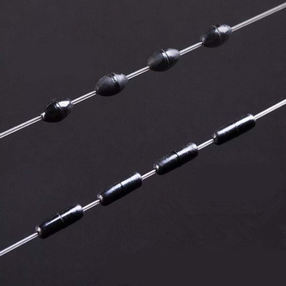 Bobber stopper da pesca, 300 pezzi, 50 gruppi/set di perline in gomma nera, tappo galleggiante da pesca, Forma cilindrica., L