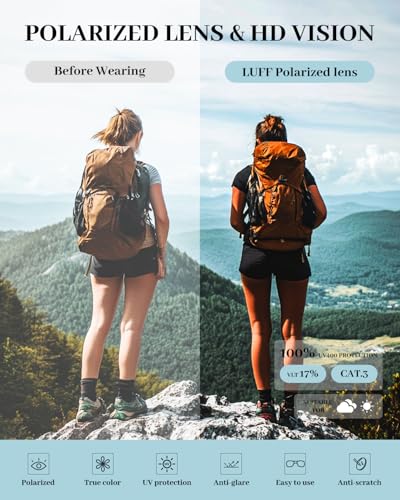 LUFF Polarized Clip-on Sunglasses for Men Women,Anti-Glare Flip Up UV400 Lightweight Sunglasses Clips for Outdoor/Driving4