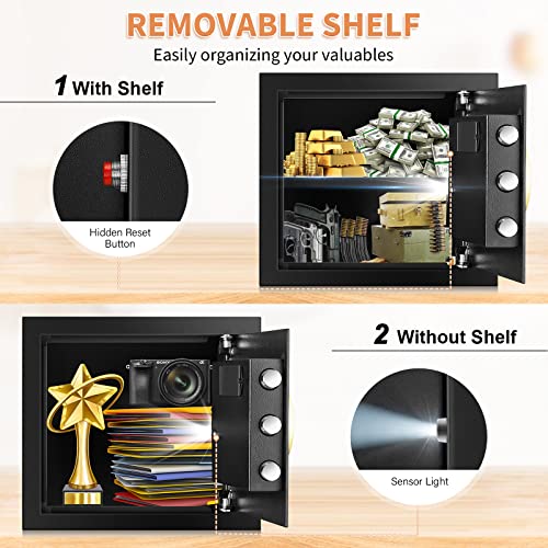 1.6 Cu Ft Home Safe Fireproof Waterproof With Fireproof Document Bag, Anti-Theft Fireproof Safe Box With Combination Lock, Security Safe For Cash Pistol Medicine Important Documents #TOP3