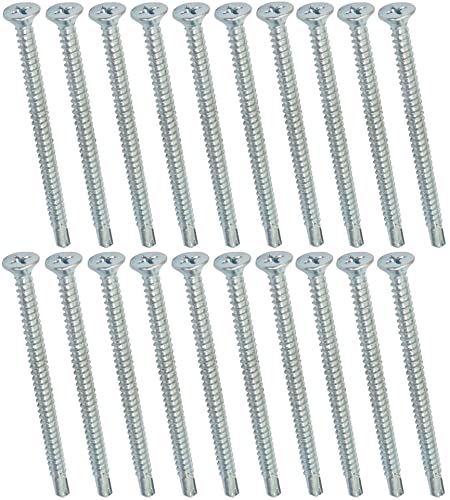 AERZETIX - C44710 - Juego de 20 Tornillos para chapa autoperforantes Ø4.8x80mm con cabeza fresada - DIN 7504 P - con huella PH/cruciforme - en acero galvanizado - chapa marco metálico - color plata