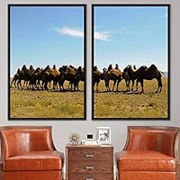 2 Piece Framed Canvas Wall Art Camels Canvas Prints Home Artwork Decoration for Living Room,Bedroom - 16