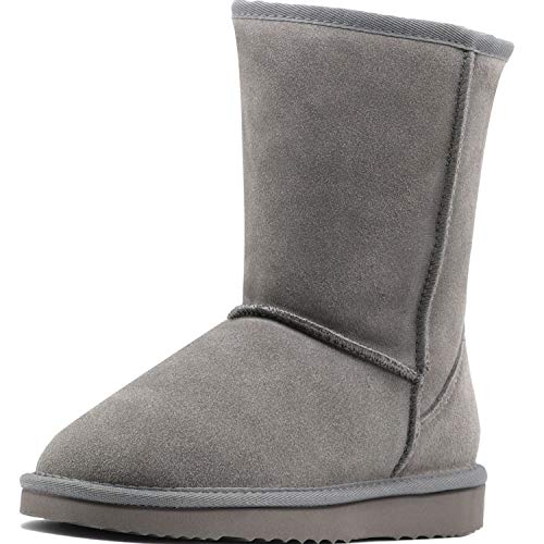 Everhealth Botas de nieve cortas de piel para mujer, botas de invierno con forro de piel, resistentes al agua, botas de nieve clásicas y elegantes, gris, 40 EU Cover