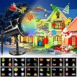 NEMMXUB Proiettore Luci Natale per Esterno, Proiettore Natale, Lampada per Proiettore LED Natale con 12 Motivi di Onde d