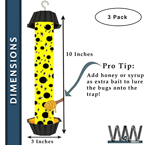 Jumbo Fly Stick- Super Sticky Fly Trap, Bugs Flies & Insects (3 Traps Included)-[3 Pack] #TOP1
