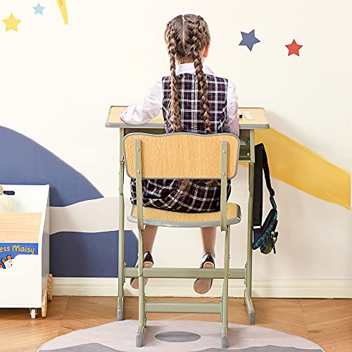 Miniatura 2 de Homcom Juego De Escritorio Y Silla Para Niños De 6 Años Escritorio Infantil Altura Regulable Pupitre Infantil Con Gancho Y Cajón Madera Natural