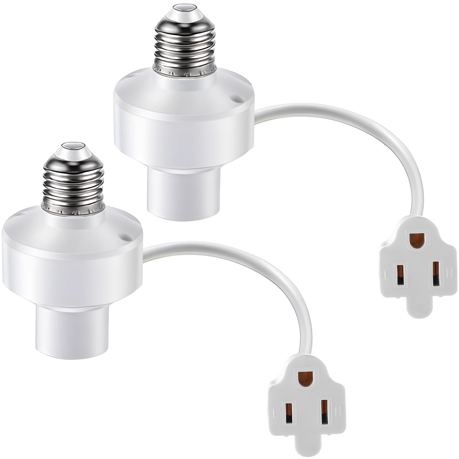 Photo 1 of Enhon 3 in 1 E26 Light Socket Outlet Adapter, Light Socket to Plug, 2 Pcs
