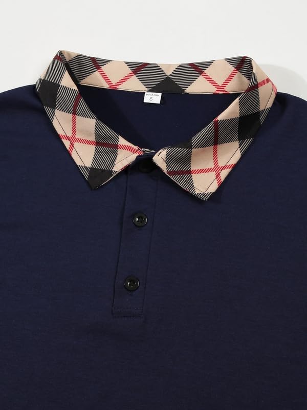 Mens Casual Polo Shirt Classic Buttoned Henley Neck Basic Short Sleeve Fashionable Golf Collar Shirt - Image 5
