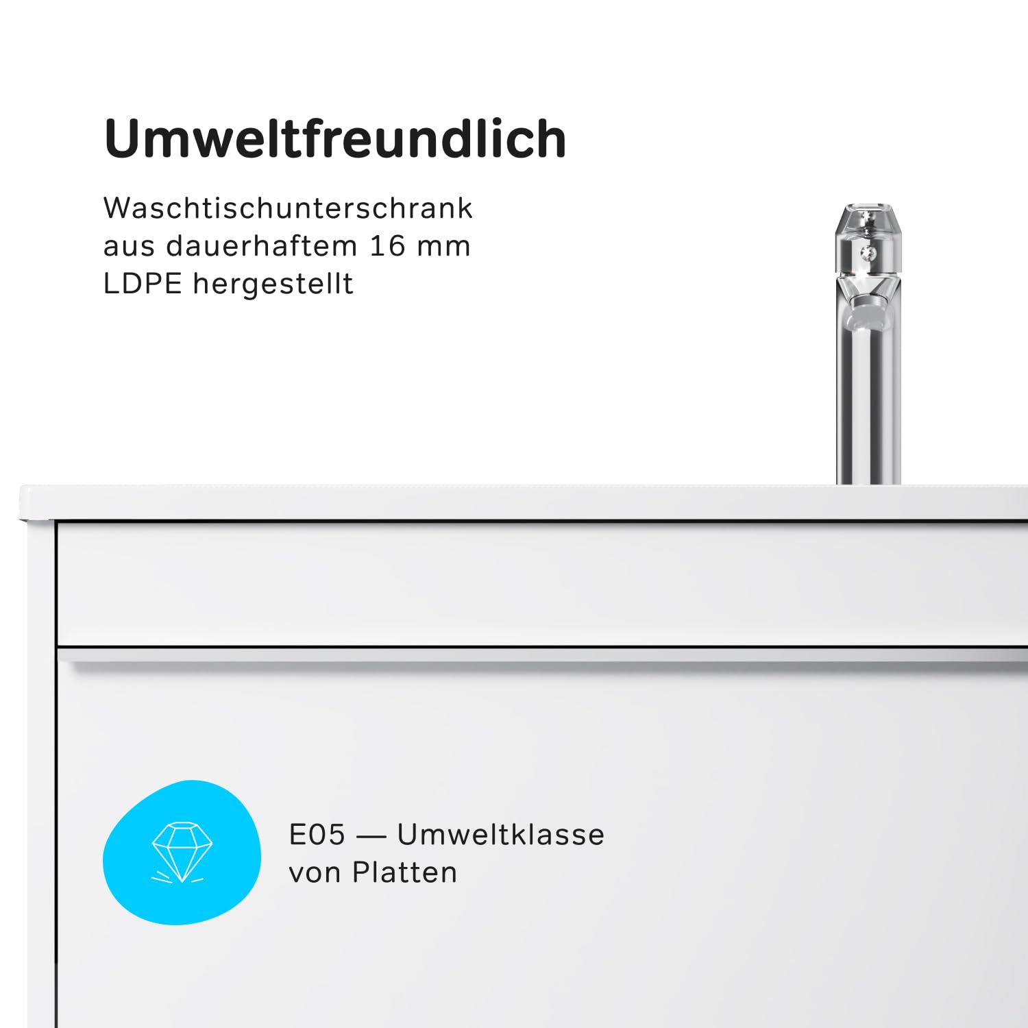 AM.PM HIT - Waschbeckenunterschrank Hängend mit Waschbecken, Badmöbel Set für Badezimmer & Gäste-WC, Waschtischunterschrank mit 2 Schubladen, Weiß glänzend (100/58 cm)