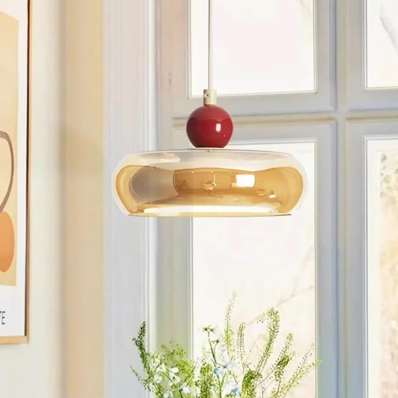 Lustre style crème française en verre cognac pour sublimer votre salle à manger