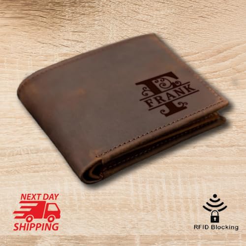 Personalized Leather Wallet For Men Engraved Valentine's Day Gift Name & initial Custom Slim Wallet Customized Bifold Wallets For Men Engraved Genuine Leather Custom Father's Day Wallet Gift Anniversary Gift For Him2