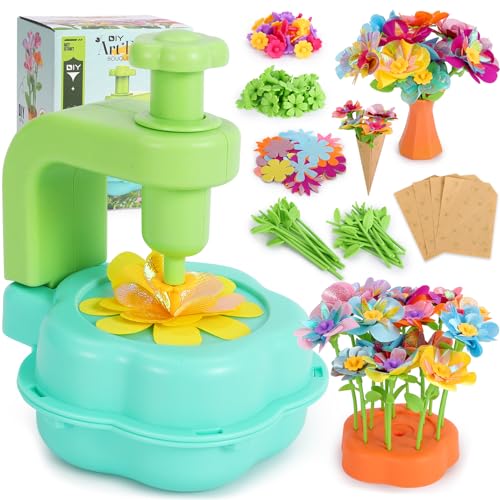 REFTTENW Flower Craft Kits Toys Valentines Day Gifts for Kids - Arts and Crafts Activity Toys Set for Girls Ages 4-10, Birthday Gifts for 4 5 6 7 8 9 Year Old Girls, DIY Flower Making Kit for Kids