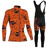 Ropa Ciclismo Mujer Maillot Bici MTB Conjunto Ciclista Manga Larga,Traje Bicicleta Chaquetas Ciclo y Pantalones Tirantes con 9D Gel Acolchado,Completa de Jerseys Transpirable Secado Rápido(14,L)