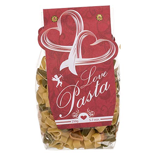 Love Pasta - Nudeln in Herzform/Herznudeln - Hartweizengrieß mit Tomate & Spinat - 250 g