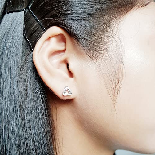 925 Sterling Triangle Crystal Stud Earrings for And Pure