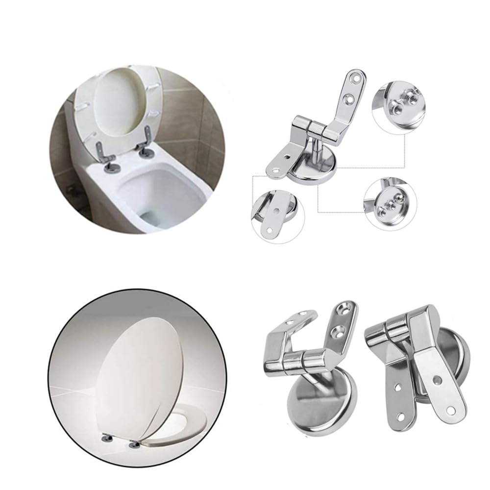 2 Pezzi Cerniere Copriwater, Cerniere Tavoletta WC, Kit Cerniera Fissa Riparazione, Copri Sedile Asse con Raccordi