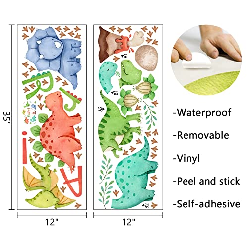 Mfault Watercolor Dinosaur Roar Wall Decals Stickers, Peel Stick Dino Stegosaurus Volcano Nursery Decorations Baby Boys Girls Bedroom Playroom Art, Neutral Tyrannosaurus Rex Kids Classroom Room Decor #TOP1