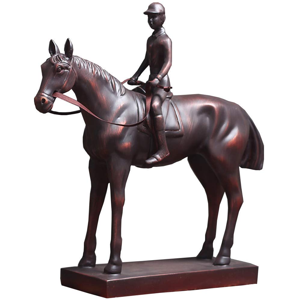 Wyścigi konne dżokej statua ozdoba rzeźba, figurka rycerza konia dekoracja stołu rodzinnego, L