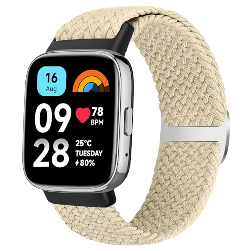 SHIJZWD Trançado correia compatível com Xiaomi Redmi Watch 3 Active para homens e mulheres, pulseira de substituição elástica nylon correia para Xiaomi Redmi Watch 3 Active, Correia trançada