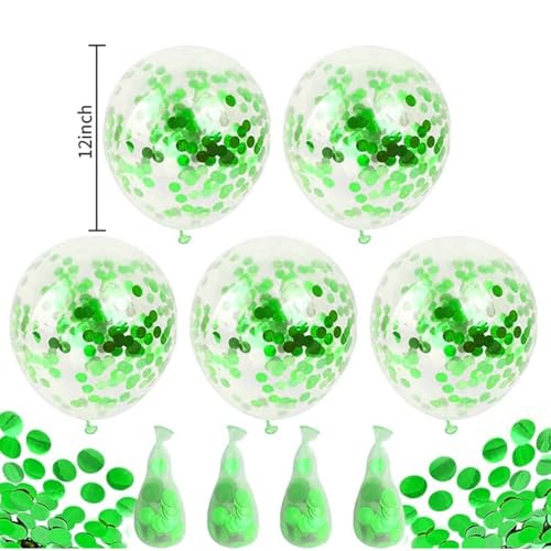 Image of AMFIN (Pack of 20) Confetti Balloons with Matching Ribbion, Party Decoration Items - Green