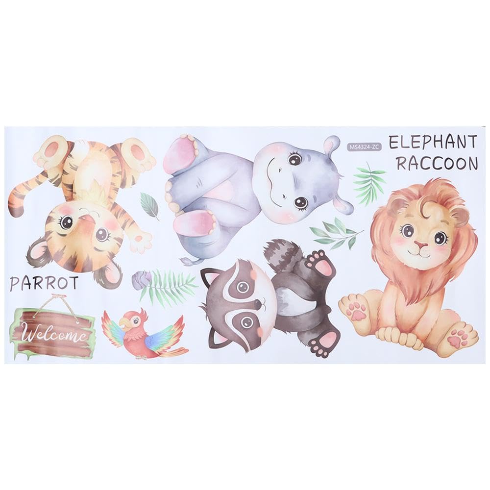 Upluckey Wall Decor Vinyl Bedroom DIY Cartoon Animal Wall Decal Living Room Jungle Animals Wall Stickers - Image 3