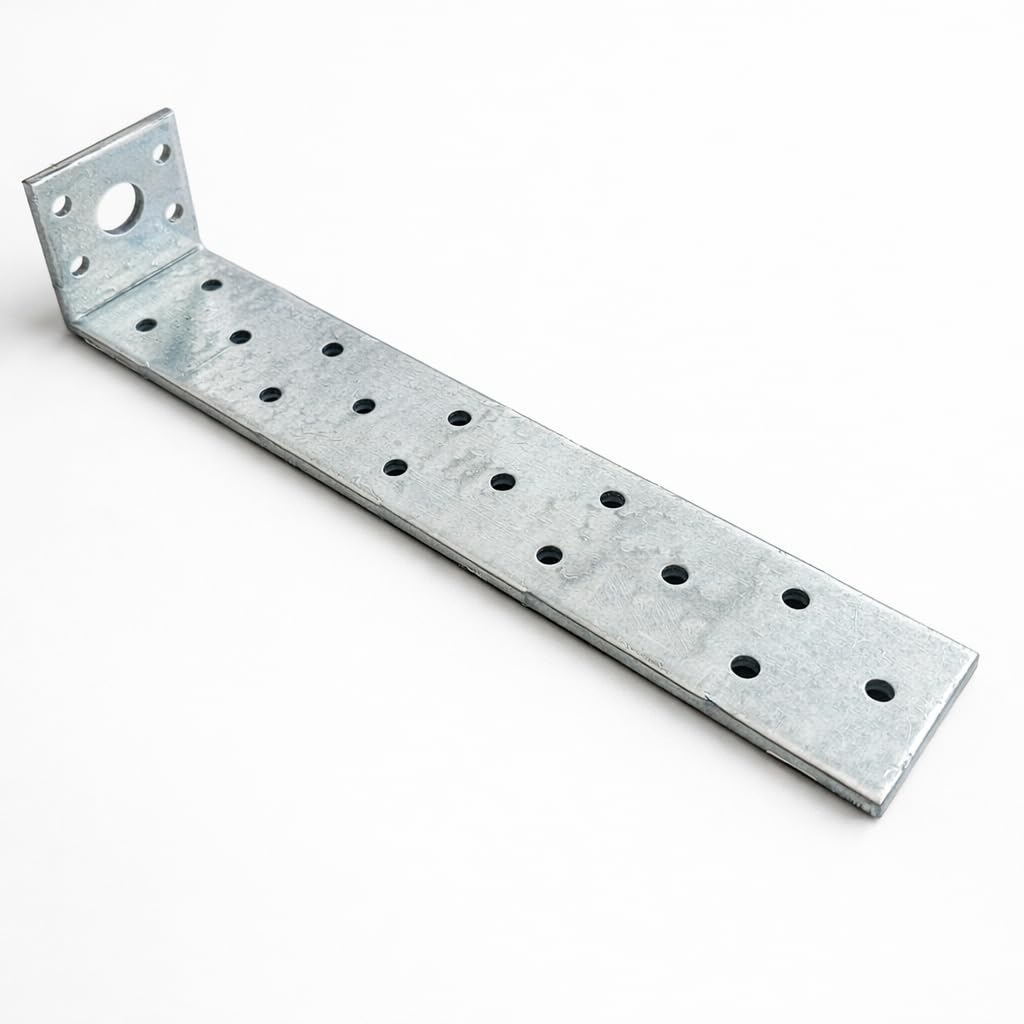 210mm x 43mm x 40mm (Pack of 4) KK11 Galvanised Perforated Angle Plate Bracket Connector for Wood 4mm Thick Steel Corner Bracket Metal L-Shape Plate Heavy Duty - K09A