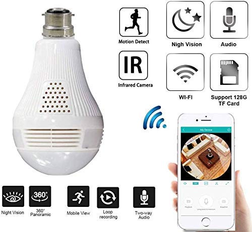 Image of Fake Light WiFi Panoramic 360 Degree Camera Wireless Light Bulb Fisheye Camera CCTV Smart Home 3D VR Security Bulb WiFi Camera IP cam