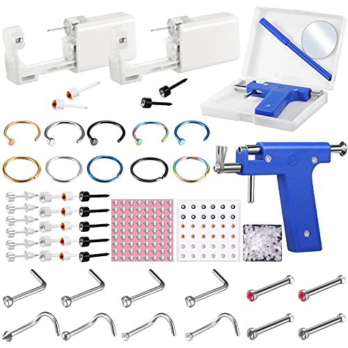 115 Pieces Nose Piercing Tool Kit Ear Piercing Machine Disposable Nose Piercing Tool Body Ear Nose Navel Piercing Machine, Stainless Steel Piercing Tool with 22 Nose Jewelry Studs 72 Pairs Ears Studs 115 Pieces Nose Piercing Tool Kit Ear Piercing Machine Disposable Nose Piercing Tool Body Ear Nose Navel Piercing Machine, Stainless Steel Piercing Tool with 22 Nose Jewelry Studs 72 Pairs Ears Studs
