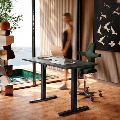 Image of HUANUO Electric Standing Desk, 40 x 24 Inch Height Adjustable Computer Desk with Storage Bag, 4 Height Memory Settings, Sit Stand Up Desk for Home Office, Grey