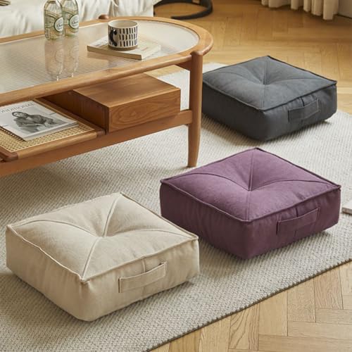 Cuscino rialzo extra spesso, 15 cm, 100% cotone, per poltrona, auto e ufficio, comfort ideale per anziani e recupero post-operatorio, quadrato, blu (60 x 60 cm)