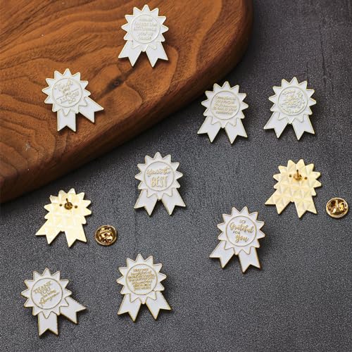 Image of Sasylvia 30 Set Employee Appreciation Gifts Badge Shaped Brooch Employee of The Month Pin with Thank You Card Organza Bag Cute Medal Award Lapel Pins for Vet Tech Staffs Coworkers Team Thank You Gifts